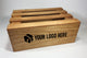 Custom logo on wooden crate