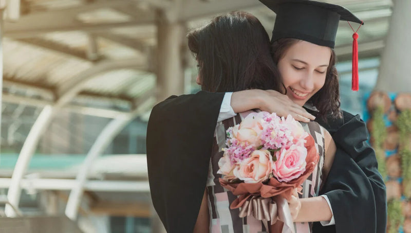graduation flowers with woman