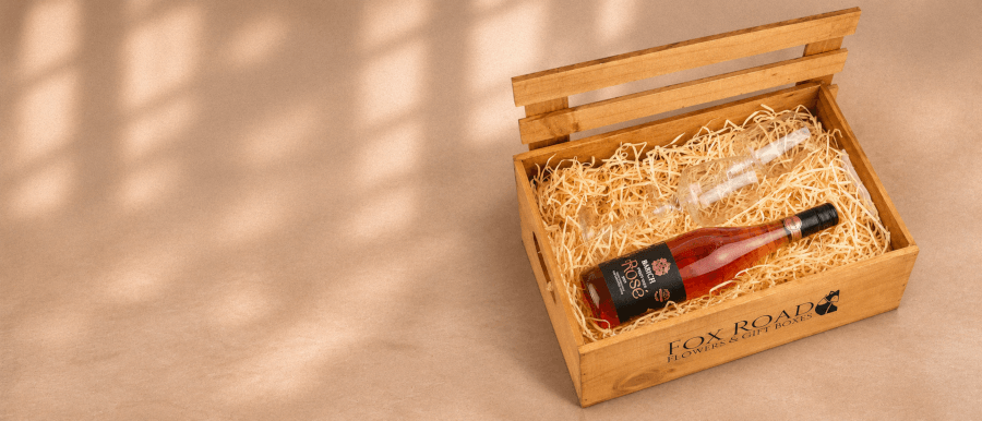 Fox Road wooden gift box with treats
