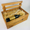 Villa Maria wine and glasses inside wooden gift crate