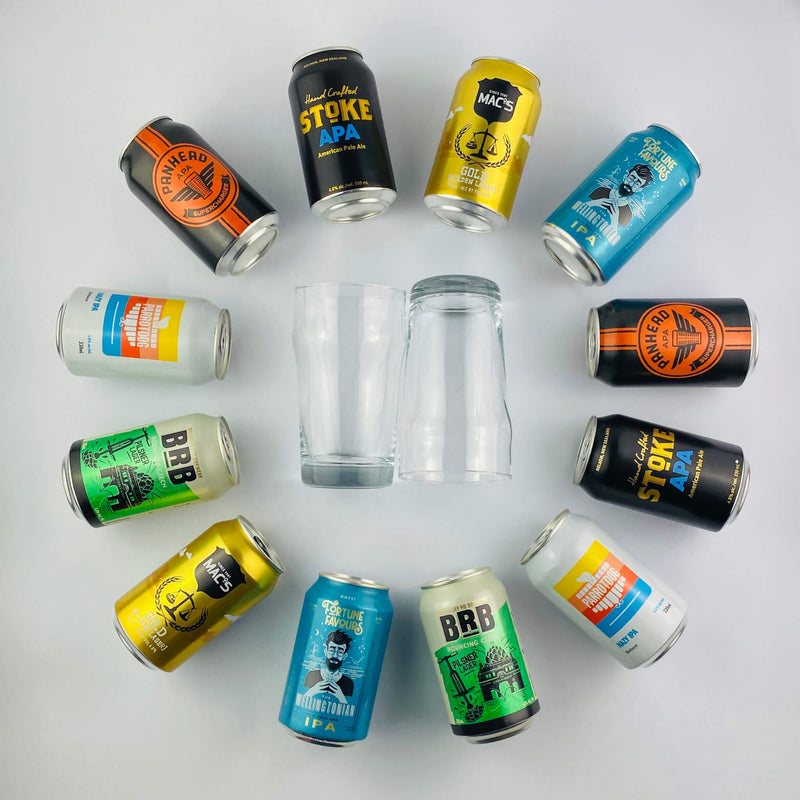 12 craft beers with glasses gift