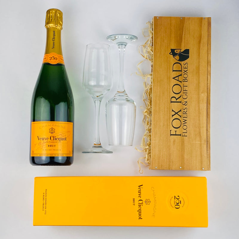 Veuve Clicquot Champagne and Flutes Gift