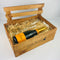 French Champagne with flutes inside wooden gift box