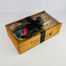 Mumm Champagne inside wooden gift crate