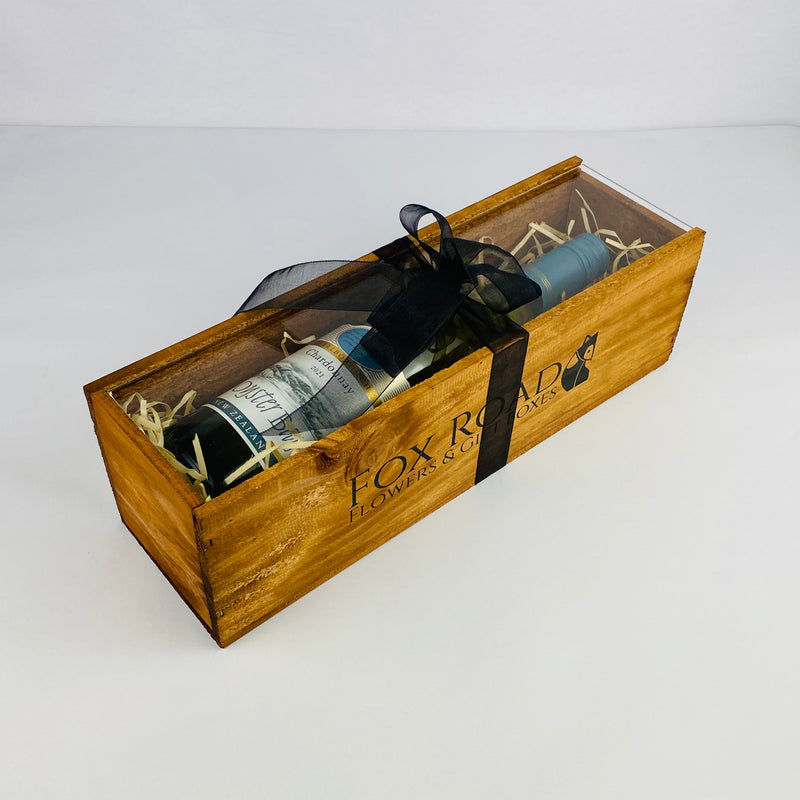 NZ Oyster Bay Chardonnay gift box with ribbon