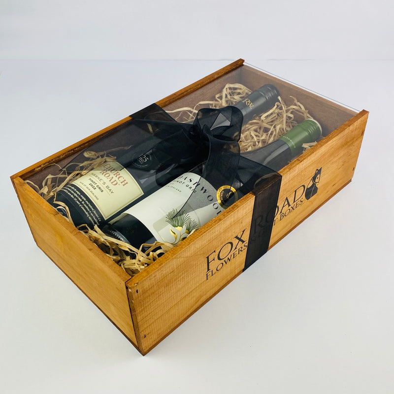 Hawke's Bay wine bottles in gift box