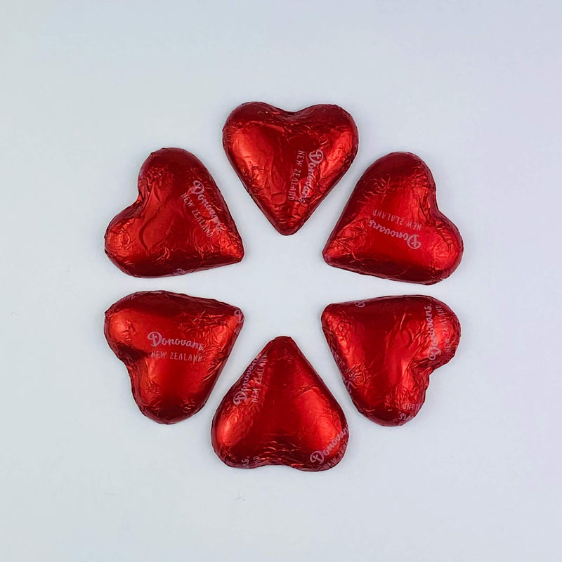 6 chocolate love hearts