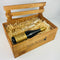 Wooden gift crate with NZ wine and glasses inside