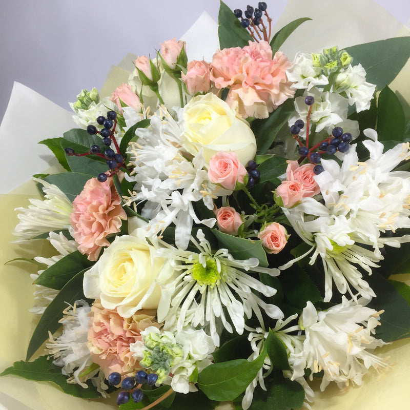 Close up of roses and pretty fragrant flowers