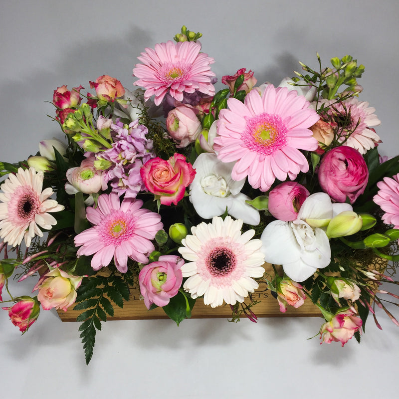 Pink flowers inside Porirua Florist studio