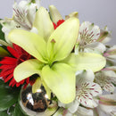 Lily, alstroemeria and roses prepared by Wellington florist