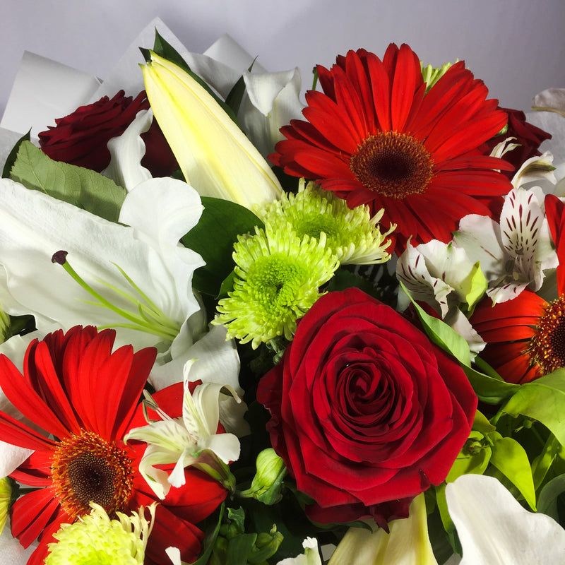 Close up of Wellington flowers for mum's birthday