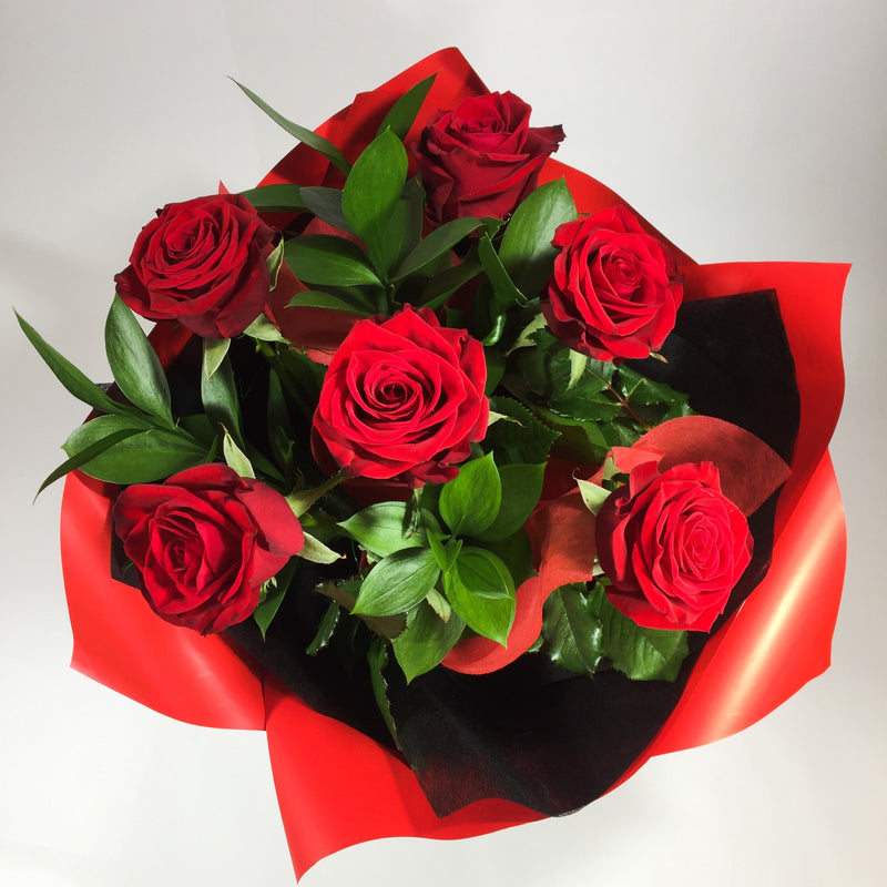 six red roses bouquet Wellington