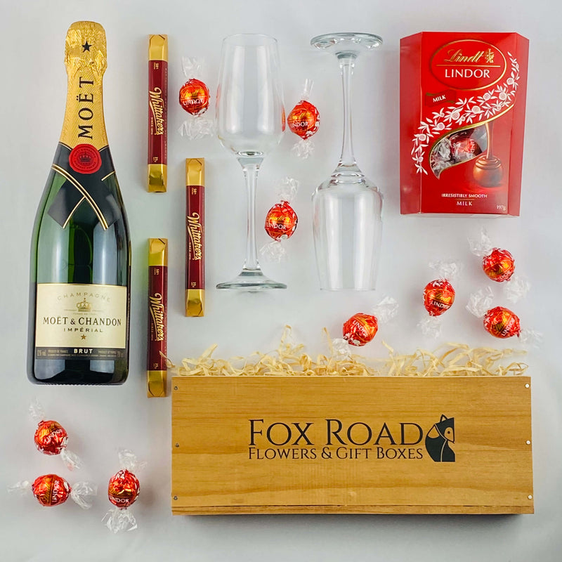 Moet gift box with Lindt balls.