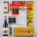 Fox Road branded gift box with Wellington chocolates and wine.