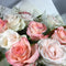 Close up shot of pink roses with gip