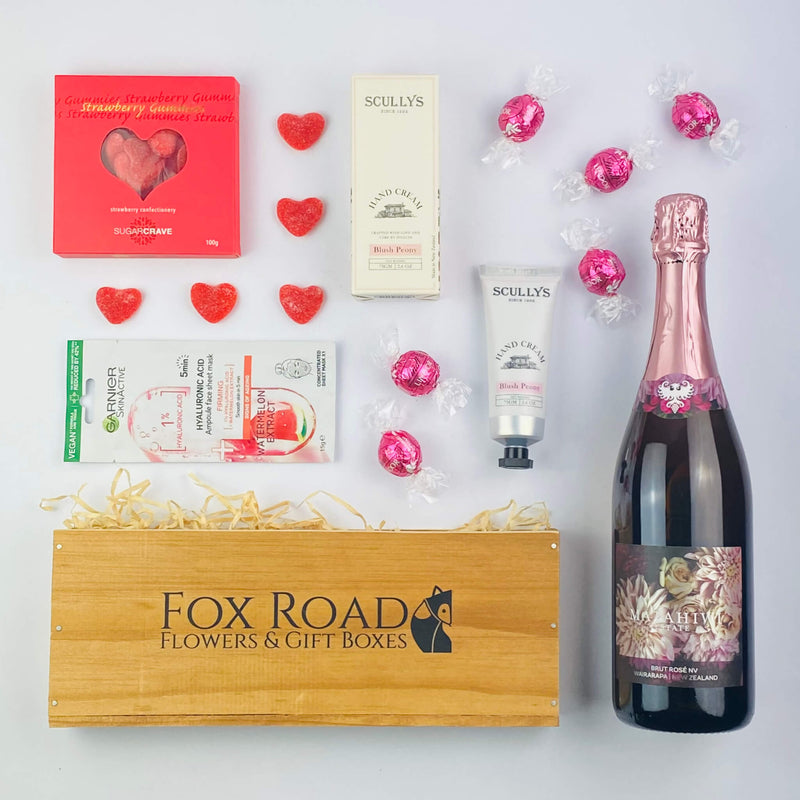 Wine and chocolates with hand cream gift box