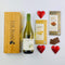 Romantic gift box with chocolates and wine