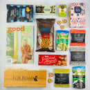 Good Magazine with snacks by wooden gift box.