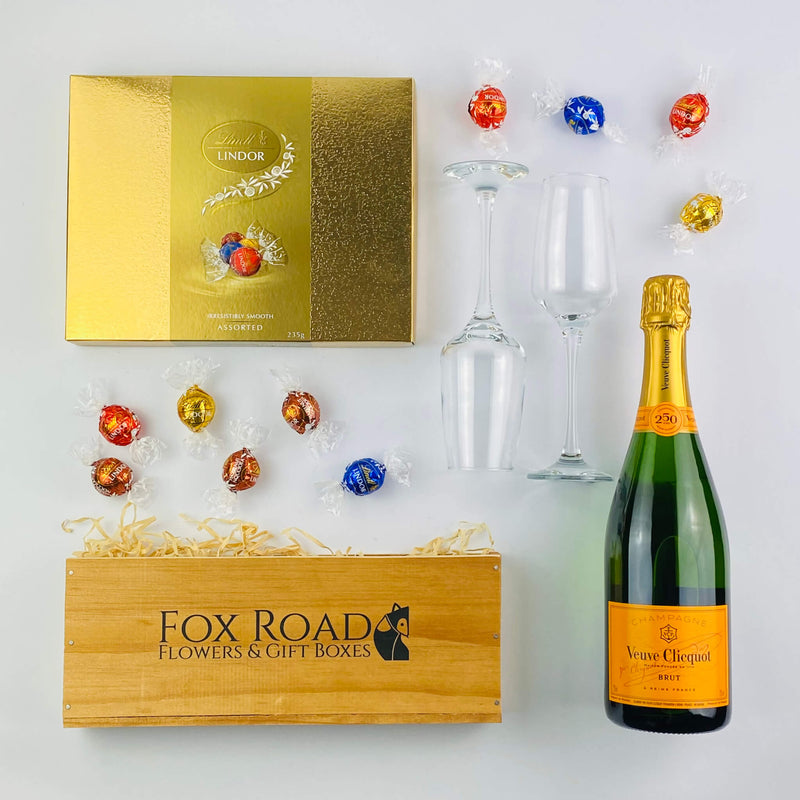 Veuve Clicquot Champagne and Lindt Chocolates gift box