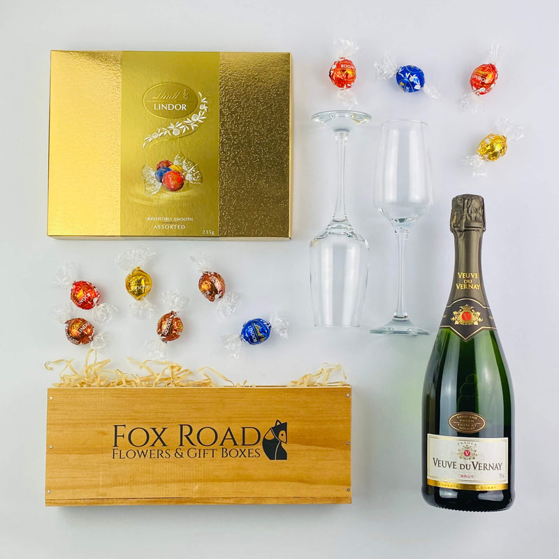 Veuve du Vernay and Lindt Chocolates gift box